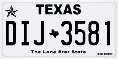 TX license plate DIJ3581