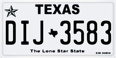 TX license plate DIJ3583
