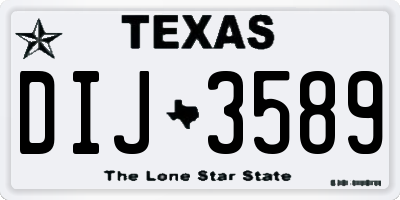 TX license plate DIJ3589