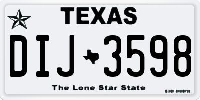 TX license plate DIJ3598