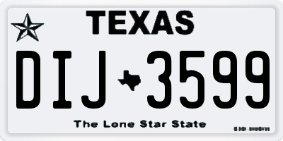TX license plate DIJ3599