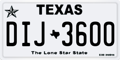 TX license plate DIJ3600