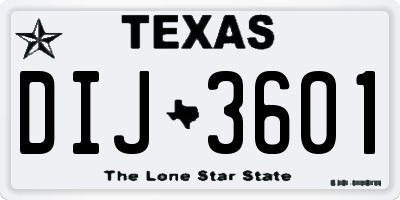 TX license plate DIJ3601
