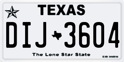 TX license plate DIJ3604