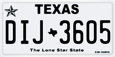TX license plate DIJ3605