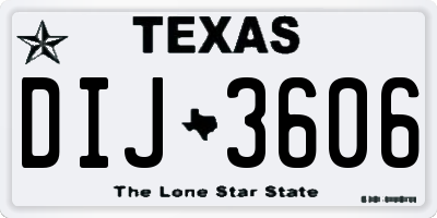 TX license plate DIJ3606
