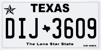 TX license plate DIJ3609