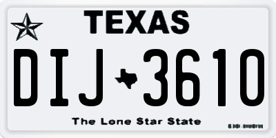 TX license plate DIJ3610