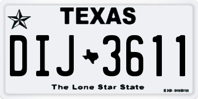 TX license plate DIJ3611