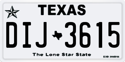 TX license plate DIJ3615