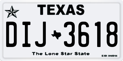 TX license plate DIJ3618