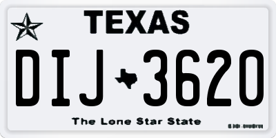 TX license plate DIJ3620