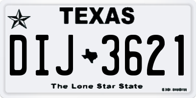 TX license plate DIJ3621