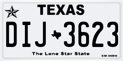 TX license plate DIJ3623