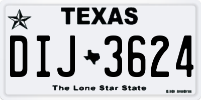 TX license plate DIJ3624