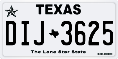 TX license plate DIJ3625