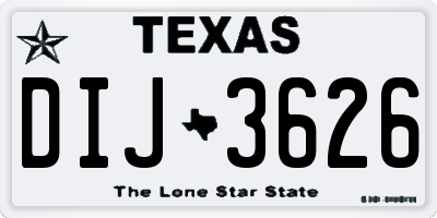 TX license plate DIJ3626
