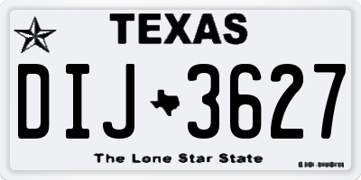 TX license plate DIJ3627