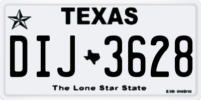 TX license plate DIJ3628