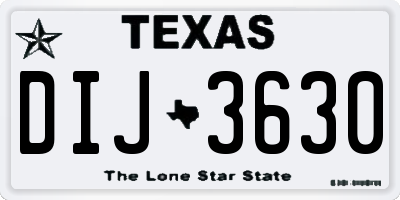 TX license plate DIJ3630