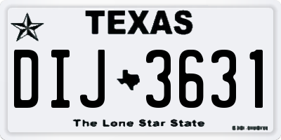 TX license plate DIJ3631