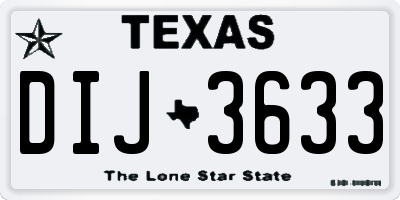 TX license plate DIJ3633