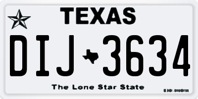 TX license plate DIJ3634
