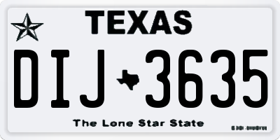 TX license plate DIJ3635