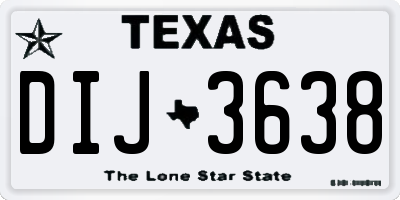 TX license plate DIJ3638