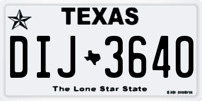 TX license plate DIJ3640