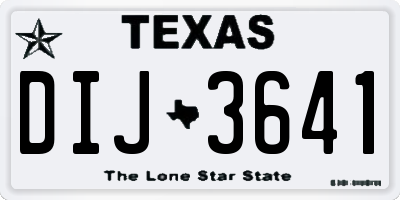 TX license plate DIJ3641