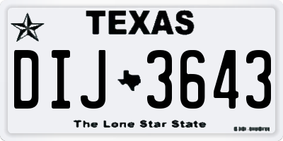 TX license plate DIJ3643