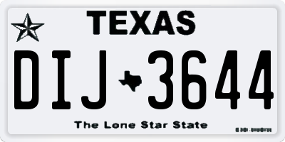 TX license plate DIJ3644