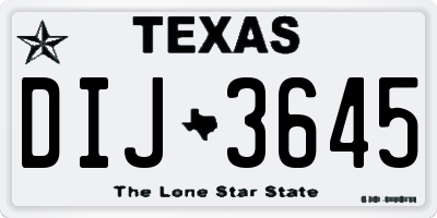 TX license plate DIJ3645