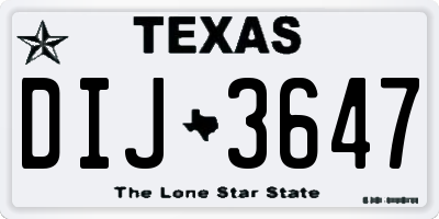 TX license plate DIJ3647