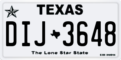 TX license plate DIJ3648