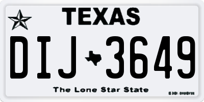 TX license plate DIJ3649
