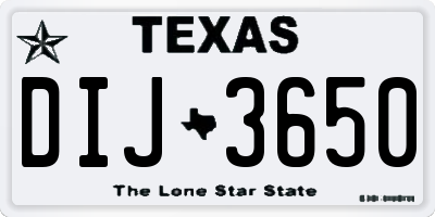 TX license plate DIJ3650
