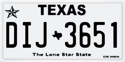 TX license plate DIJ3651