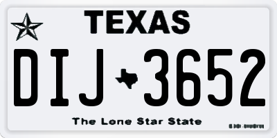 TX license plate DIJ3652