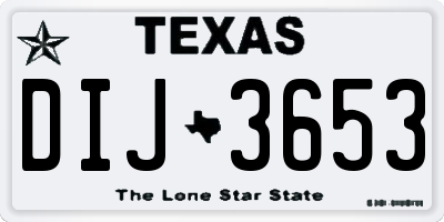 TX license plate DIJ3653