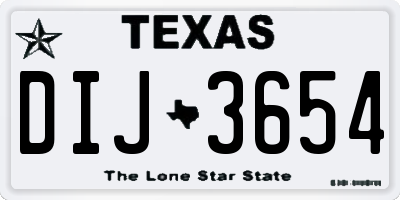TX license plate DIJ3654