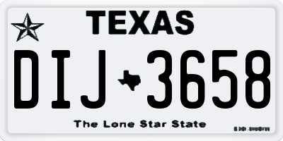 TX license plate DIJ3658