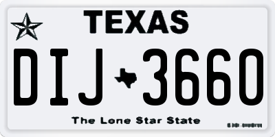 TX license plate DIJ3660