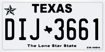 TX license plate DIJ3661