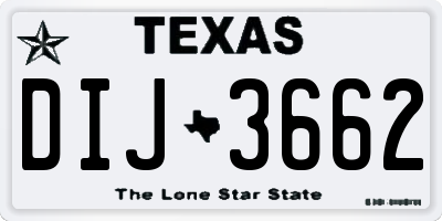 TX license plate DIJ3662