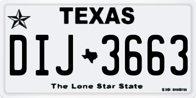 TX license plate DIJ3663