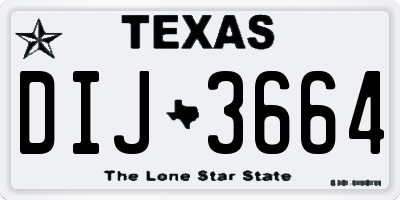 TX license plate DIJ3664
