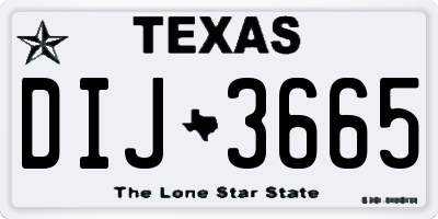 TX license plate DIJ3665