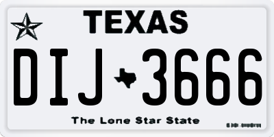 TX license plate DIJ3666